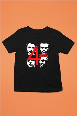 The 4 Skins Baskılı Unisex Siyah Çocuk Tişört - Tshirt