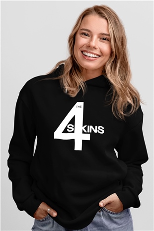 The 4 Skins Baskılı Unisex Siyah Kapüşonlu Sweatshirt