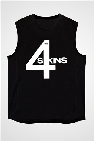The 4 Skins Baskılı Unisex Siyah Kolsuz Tişört - Tshirt