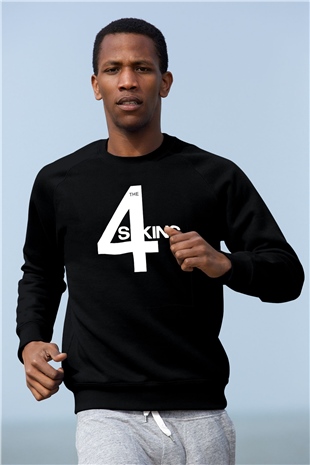 The 4 Skins Baskılı Unisex Siyah Sweatshirt