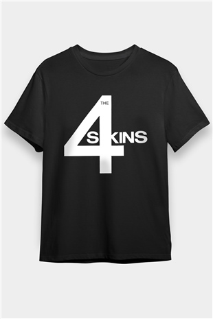 The 4 Skins Baskılı Unisex Siyah Tişört - Tshirt
