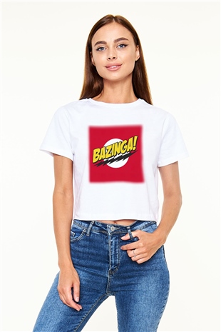 The Big Bang Theory Beyaz Croptop Tişört