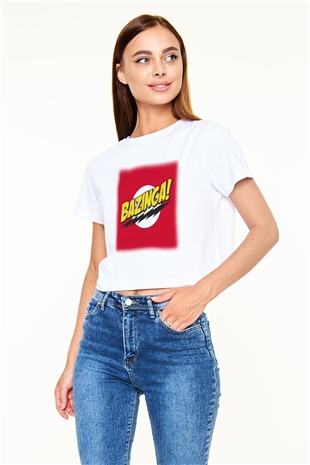 The Big Bang Theory Beyaz Croptop Tişört