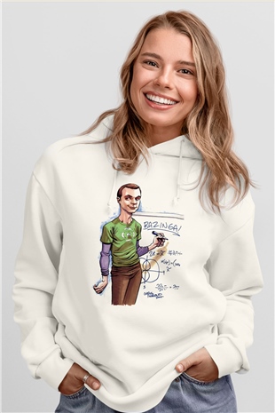The Big Bang Theory Beyaz Unisex Kapşonlu Sweatshirt