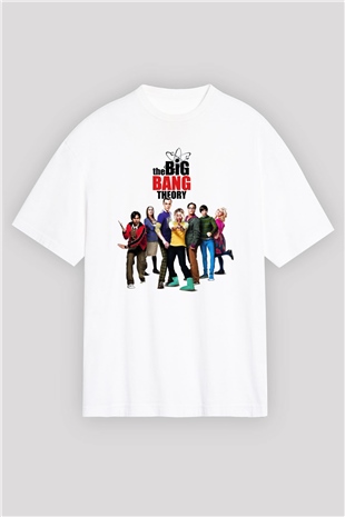 The Big Bang Theory Beyaz Unisex Oversize Tişört T-Shirt