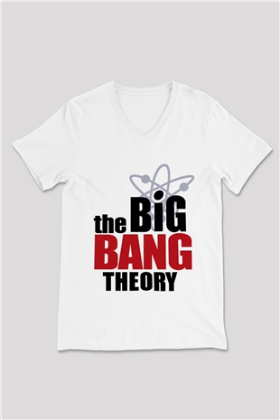 The Big Bang Theory Beyaz Unisex V Yaka Tişört T-Shirt