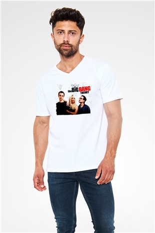 The Big Bang Theory Beyaz Unisex V Yaka Tişört