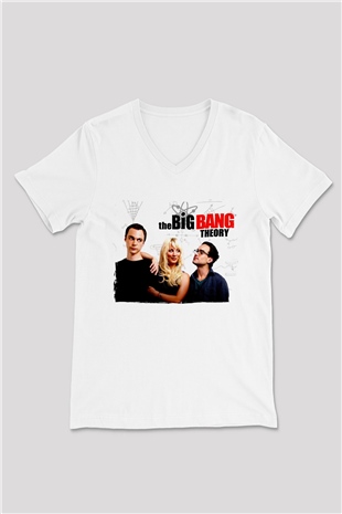The Big Bang Theory Beyaz Unisex V Yaka Tişört