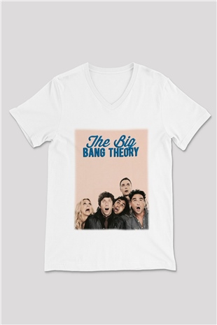 The Big Bang Theory Beyaz Unisex V Yaka Tişört T-Shirt