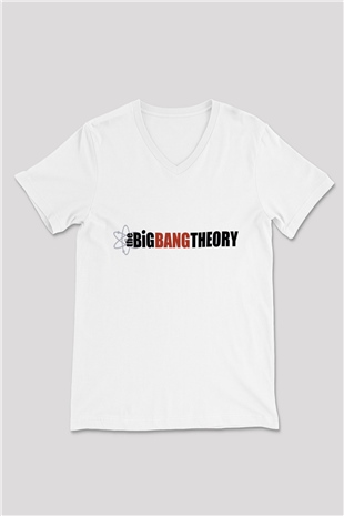 The Big Bang Theory Beyaz Unisex V Yaka Tişört T-Shirt