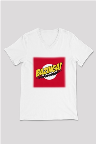 The Big Bang Theory Beyaz Unisex V Yaka Tişört T-Shirt