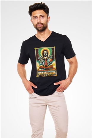 The Big Lebowski Büyük Lebowski Siyah Unisex V Yaka Tişört