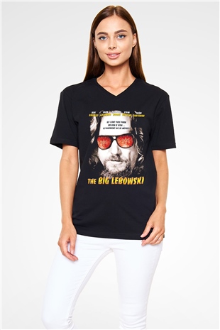 The Big Lebowski Büyük Lebowski Siyah Unisex V Yaka Tişört