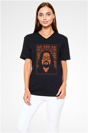 The Big Lebowski Büyük Lebowski Siyah Unisex V Yaka Tişört