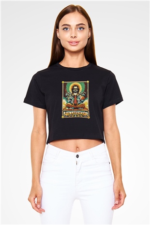 The Big Lebowski Büyük Lebowski Siyah Crop Top Tişört