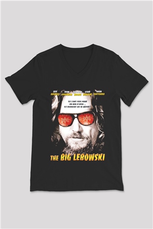 The Big Lebowski Büyük Lebowski Siyah Unisex V Yaka Tişört