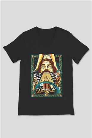 The Big Lebowski Büyük Lebowski Siyah Unisex V Yaka Tişört