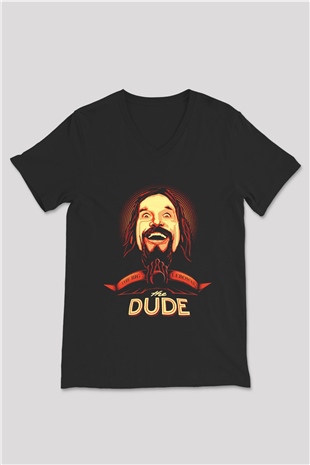 The Big Lebowski Büyük Lebowski Siyah Unisex V Yaka Tişört