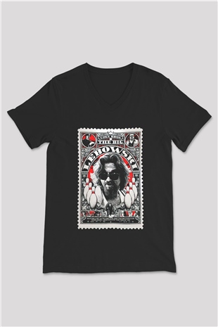 The Big Lebowski Büyük Lebowski Siyah Unisex V Yaka Tişört