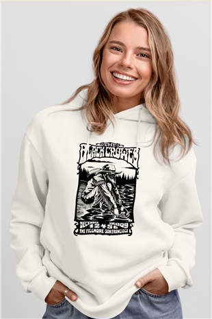 The Black Crowes Beyaz Unisex Kapşonlu Sweatshirt