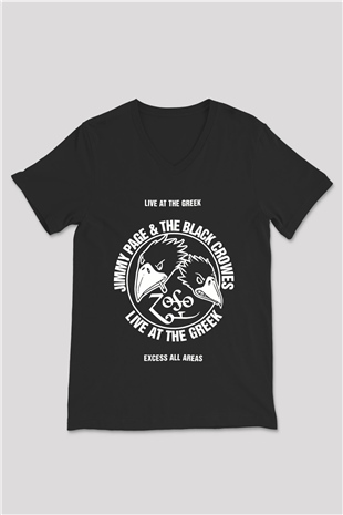 The Black Crowes Siyah Unisex V Yaka Tişört T-Shirt