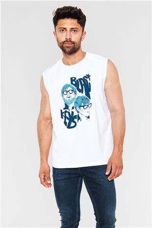 The Black Keys Baskılı Beyaz Unisex Kolsuz Tişört - Tshirt