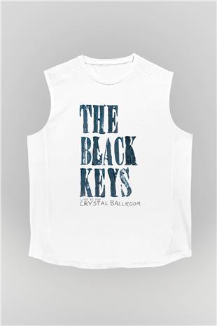 The Black Keys Baskılı Beyaz Unisex Kolsuz Tişört - Tshirt