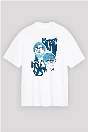 The Black Keys Baskılı Beyaz Unisex Oversize Tişört - Tshirt