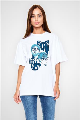 The Black Keys Baskılı Beyaz Unisex Oversize Tişört - Tshirt