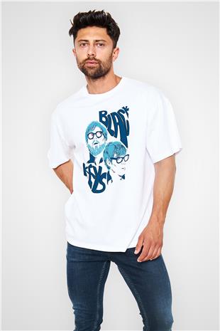 The Black Keys Baskılı Beyaz Unisex Oversize Tişört - Tshirt