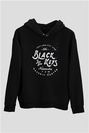 The Black Keys Baskılı Unisex Siyah Kapüşonlu Sweatshirt