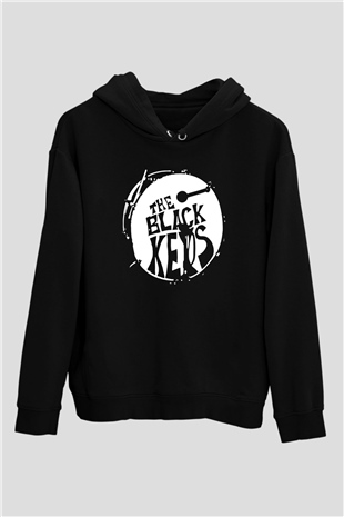 The Black Keys Baskılı Unisex Siyah Kapüşonlu Sweatshirt