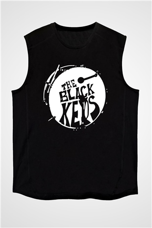 The Black Keys Baskılı Unisex Siyah Kolsuz Tişört - Tshirt