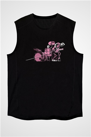 The Black Keys Baskılı Unisex Siyah Kolsuz Tişört - Tshirt