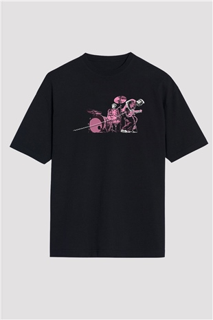 The Black Keys Baskılı Unisex Siyah Oversize Tişört - Tshirt