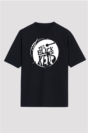 The Black Keys Baskılı Unisex Siyah Oversize Tişört - Tshirt