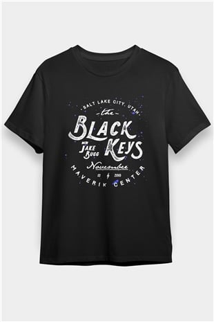 The Black Keys Baskılı Unisex Siyah Tişört - Tshirt