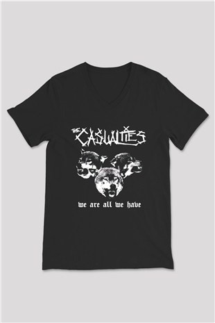 The Casualties Siyah Unisex V Yaka Tişört T-Shirt