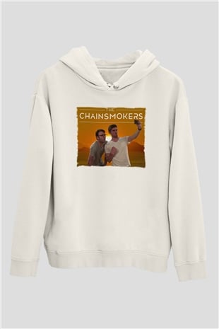 The Chainsmokers Beyaz Unisex Kapüşonlu Sweatshirt