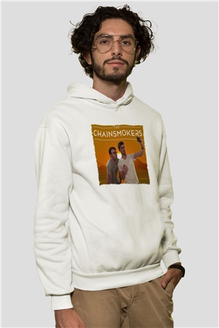 The Chainsmokers Beyaz Unisex Kapüşonlu Sweatshirt