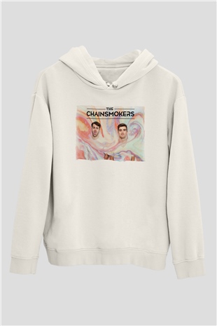 The Chainsmokers Beyaz Unisex Kapüşonlu Sweatshirt