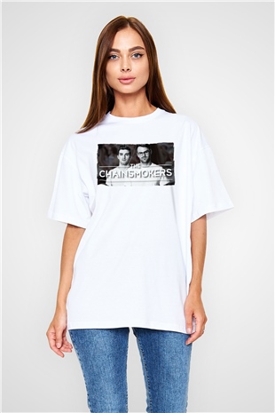 The Chainsmokers Beyaz Oversize Tişört Oversize T-shirt - TişörtFabrikası