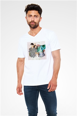 The Chainsmokers Beyaz Unisex V Yaka Tişört