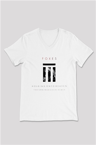The Chainsmokers Beyaz Unisex V Yaka Tişört T-Shirt