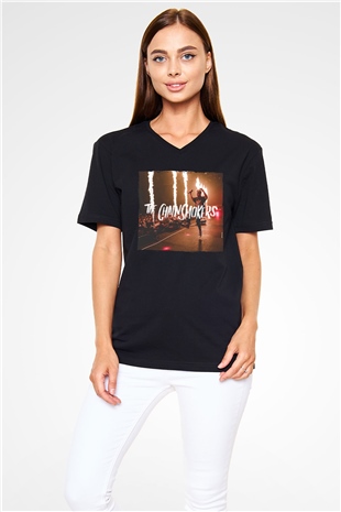 The Chainsmokers Siyah Unisex V Yaka Tişört