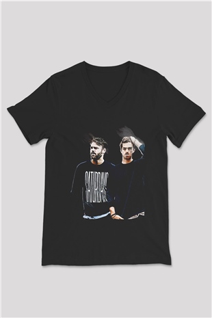 The Chainsmokers Siyah Unisex V Yaka Tişört