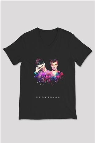 The Chainsmokers Siyah Unisex V Yaka Tişört