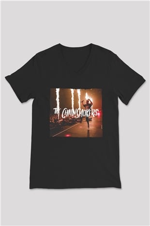 The Chainsmokers Siyah Unisex V Yaka Tişört