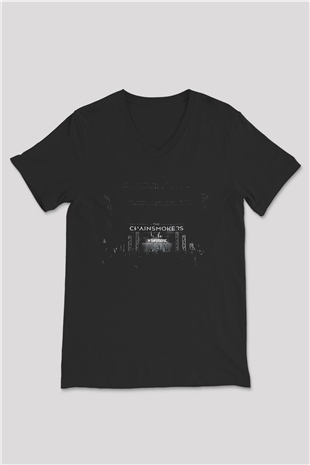 The Chainsmokers Siyah Unisex V Yaka Tişört