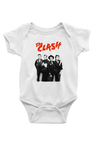 The Clash Baskılı Beyaz Unisex Bebek Body - Zıbın